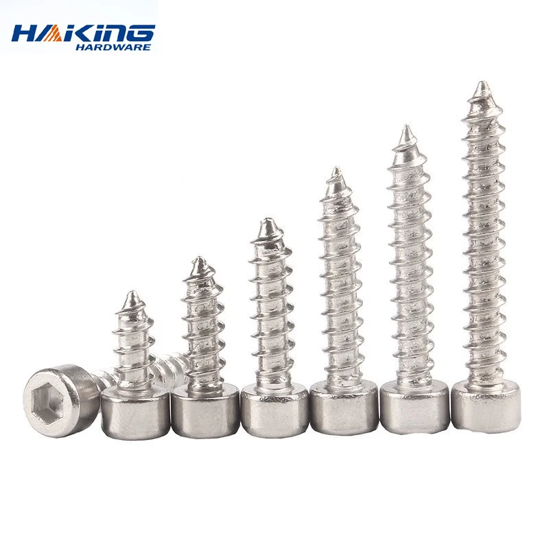 20/55pcs M2 M2.5 M3 M4 M5 M6 Hexagon Hex Socket Cap Head Self Tapping Screw 304 Stainless Steel Allen Head Screw for Speaker