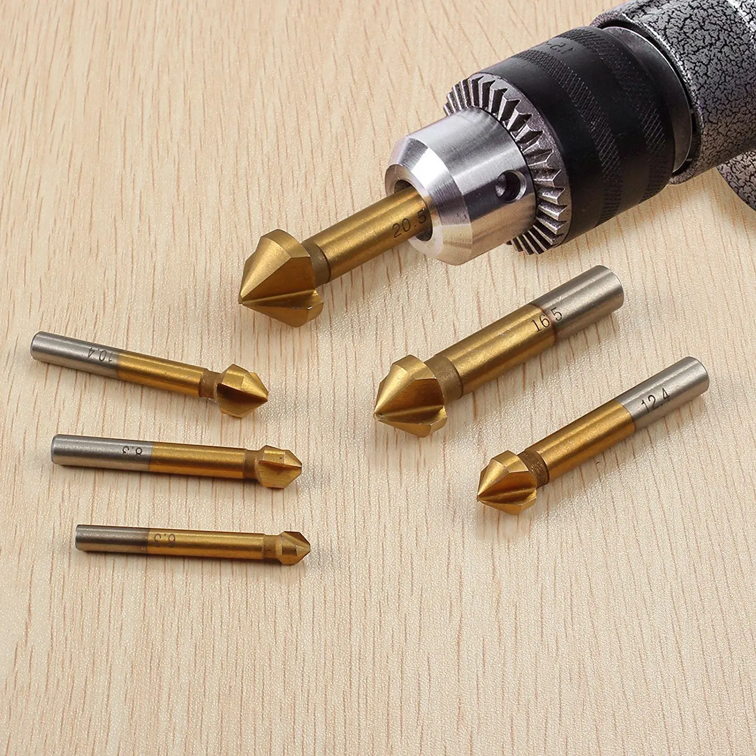 Набор сверл с зенкером комплект из быстрорежущей стали спиральная рифленая