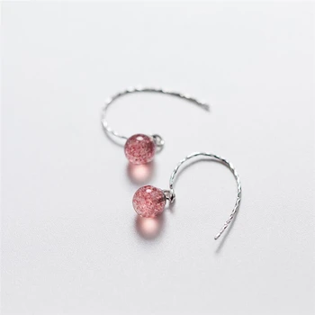 

Pink Strawberry Crystal Korean Creative 925 Sterling Silver Temperament Personality Fashion Female Earring SEA076