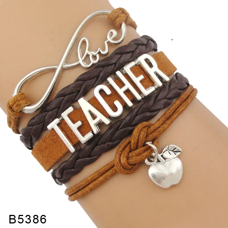 Бесконечность любовь к учению подарок для учителя детский сад наука особые потребности помощник учителя кожаные браслеты для женщин - Окраска металла: B5386