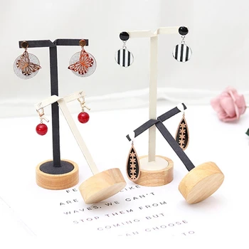 

Bamboo Wood Earrings Stand Holder T-Shape Eardrop Display Rack Jewelry Organizer