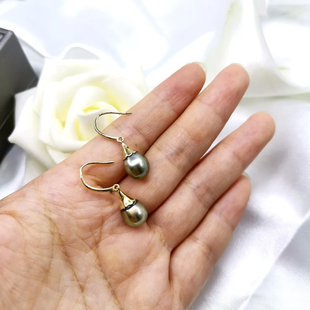 7-8 мм, женские серьги с натуральным таитанским черным жемчугом, свадебные ювелирные изделия, Круглые Ювелирные изделия, День матери