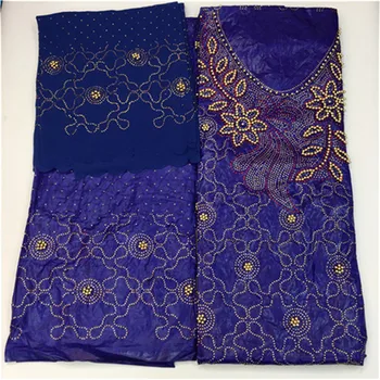 

STILL FLY african lace fabric royal blue cotton bazin riche fabric 2019 high quality lace with stoens hot sale 7yards/lot