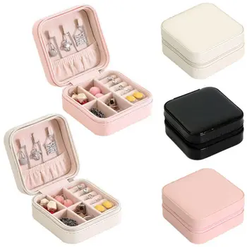 

Mini Jewelry Display Case Ring Box Cabinet Armoire Portable Organizer Case Travel Storage