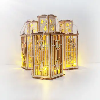 

QIFU DIY Wooden Christmas Lantern Pendant Merry Christmas Decor for Home 2020 Navidad Christmas Ornaments Xmas Gifts New Year