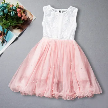 

Baby Girl Dress Summer New Flower Girl Lace Lnserted Beads Sleeveless Tutu Dress Child Girl Princess Dress Party Weding Dresses