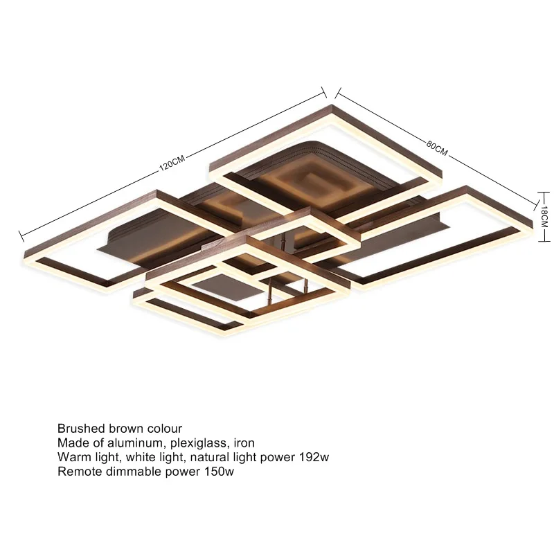 LOFAHS современный светодиодный потолочный светильник, светильник для гостиной, алюминиевый акриловый декоративный светильник для кухни, спальни, Домашний Светильник ing Wisdom House - Цвет корпуса: 6104-120x80cm brown