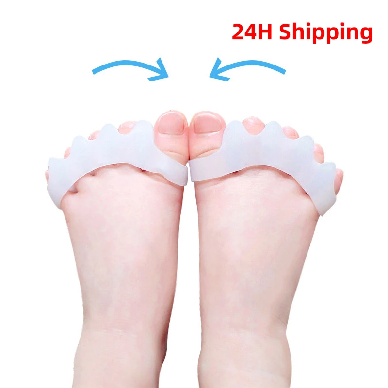 Child Silicone Toe Separator Stretcher Bone Straightener Spreader Hallux Valgus Corrector Kid Foot Care Tool 2pcs = 1pair toe separators toe corrector toe spreader finger toe separator