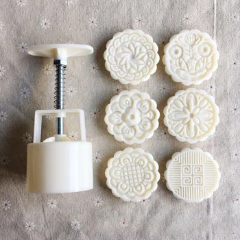 

6Pcs/Set Baking Tools DIY Handmade Kitchen Gadgets Manual Moon Cake Mold 75g Stainless Steel/ABS Pastry Mould Round Shape