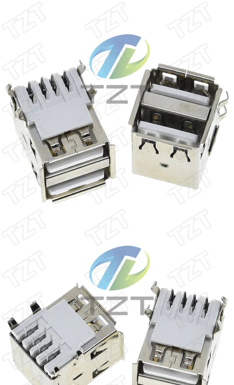 TZT 5/10PCS Dual USB Jack 90 Grad USB Stecker Weiblich 4 Gebogene Füße Buchse Für Inferenz lade – Detail 5