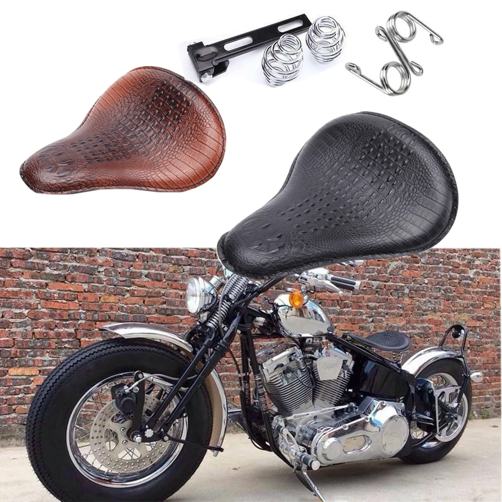 Spring Solo Motorcycle Seat Bobber Chopper Sportster Hand Tooled Rich