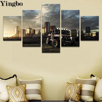 

5 Panels DIY 5D Diamond Painting Car City Sunrise View Diamond Embroidery Patterns rhinestones Diamond Mosaic Cross Stitch