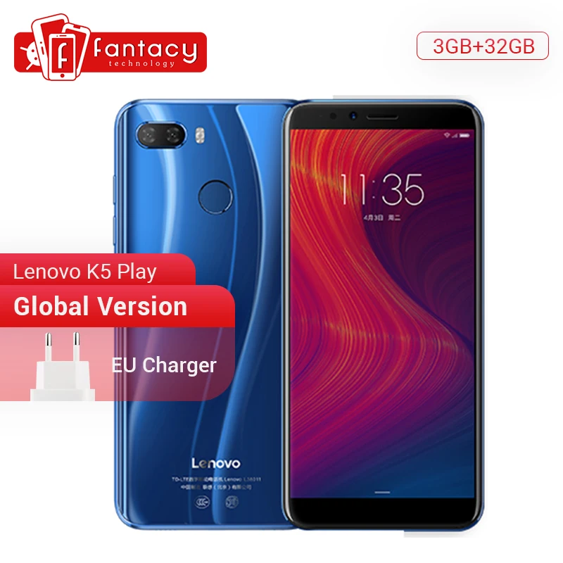 Глобальная версия смартфона Lenovo K5 Play Snapdragon 430 Восьмиядерный 3 ГБ 32 1 4G 5 7 дюймов 18:9