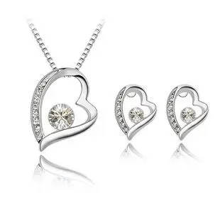 

Fine Jewelry Women Fashion 925 Sterling Silver Jewelry Set Austria White Crystal Wedding Jewelry Set Free Shipping s039