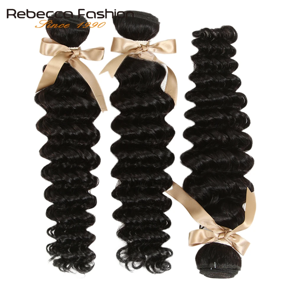 Ребекка бразильские свободные глубокая волна Пряди 10-30 дюймов 1/3/4 шт. человеческие волосы пряди Волосы remy волос для наращивания