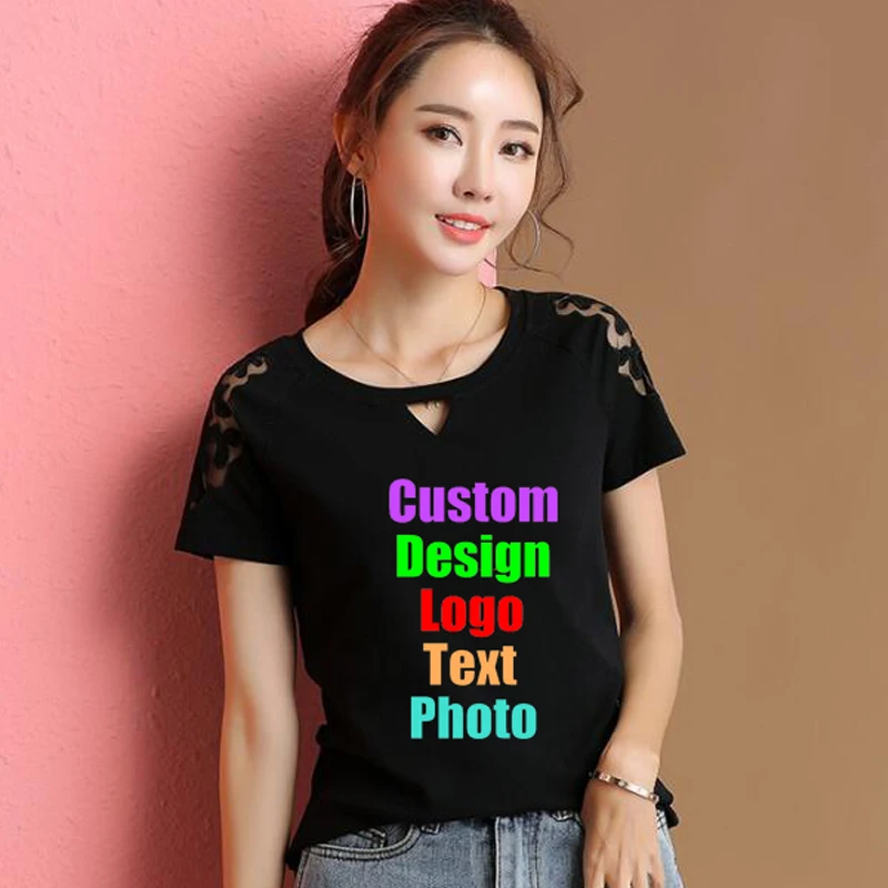 

2019 Custom image for women Printed Customized Text Photo for cotton short sleeve t-shirt casual t-shirt Tops Clothing Tee