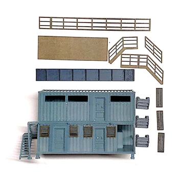 

NFSTRIKE 1:87 HO Scale Train Railway Scene Decoration Two-Story Container House Model For Sand Table Accessories - Color Random