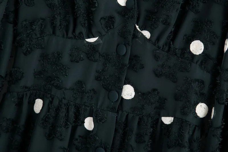 Cena Stylowa damska sukienka jesień 2019 nowych moda czarniawy zielony haft żakardowy biała, w kropki Modern Lady Shine Through sukienki