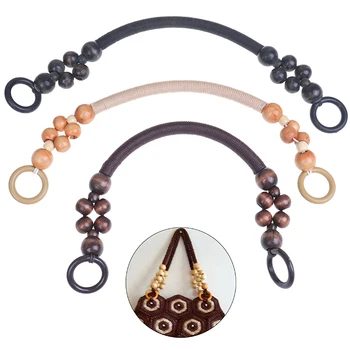 

46cm Wood Plastic Bead Rope Bag Strap Handle Shoulder Belt for Handbag DIY Replacement