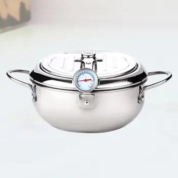 

Controllable Temperature Pot Durable Pan Boiler Stainless Steel Fryer Practical Cooker for Home Kitchen (Flip Lid Fryer)
