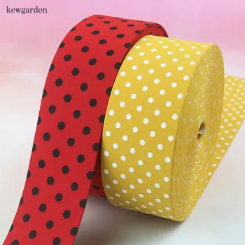 

Kewgarden White Dot Double Layer Fabric Ribbon 50mm 25mm 10mm Handmade Tape DIY Corsage Bow Accessories Sewing Riband 10 Meters