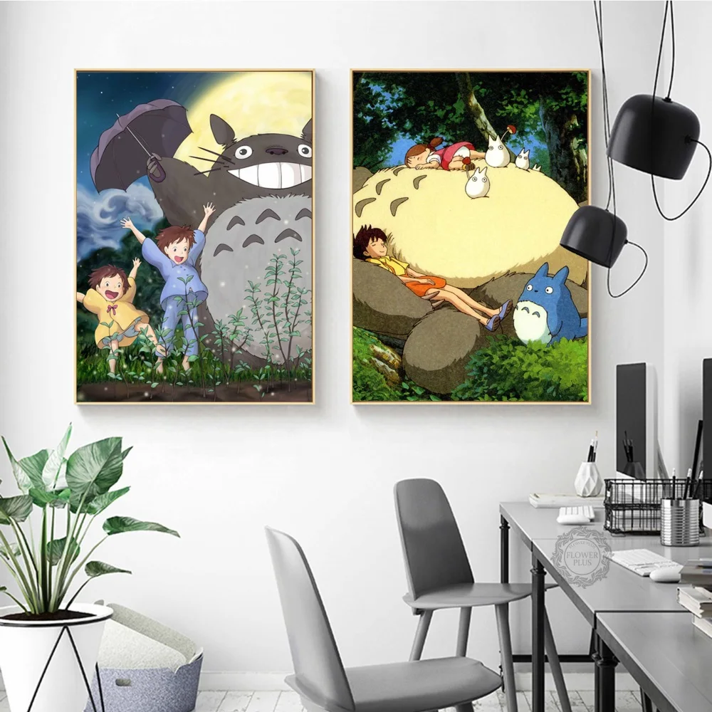 Мой сосед Тоторо Ghibli Миядзаки Хаяо Классический Аниме художественная живопись Шелковый Холст плакат настенный домашний декор