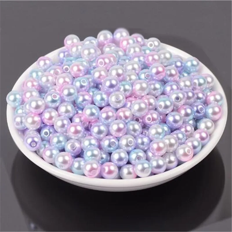 

HOLE 10/30g 4/6/8/10/12mm Mermaid Tear Round Imitation Rainbow Color Plastic ABS Pearl beads For Garment Bags shoes Loose Pearls