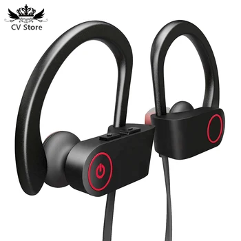 

Wireless Bluetooth Earphones V5.0 with Mic Volume Control IPX5 Sweatproof Earhook Earbuds 240H Standby for Sports, Running Gym