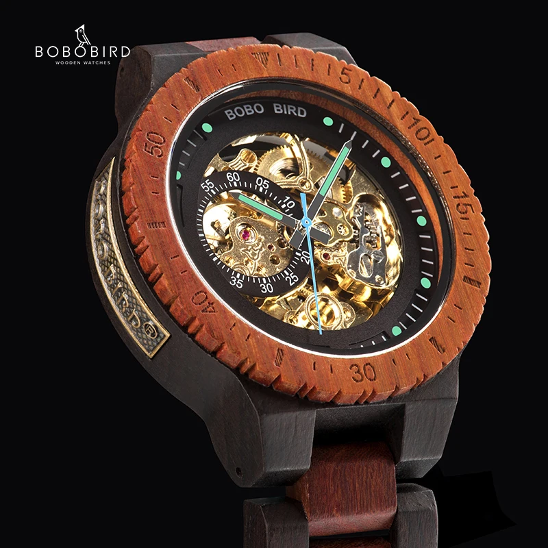 BOBO BIRD Роскошные брендовые механические часы деревянные Автоматические наручные часы мужские часы Relogio Masculino на заказ Рождественский подарок J-R05