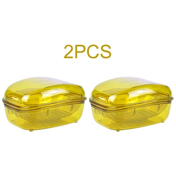 

2pcs For Home Container Box Transparent Plastic Soap Case Shower Fast Drain With Lids Desktop Organizer Solid Portable Anti Slip