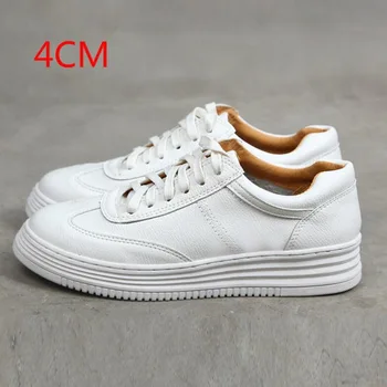 

Hot White Split Leather Women Chunky Sneakers White Shoes Lace Up Tenis Feminino Zapatos De Mujer Platform Women Casual Shoe