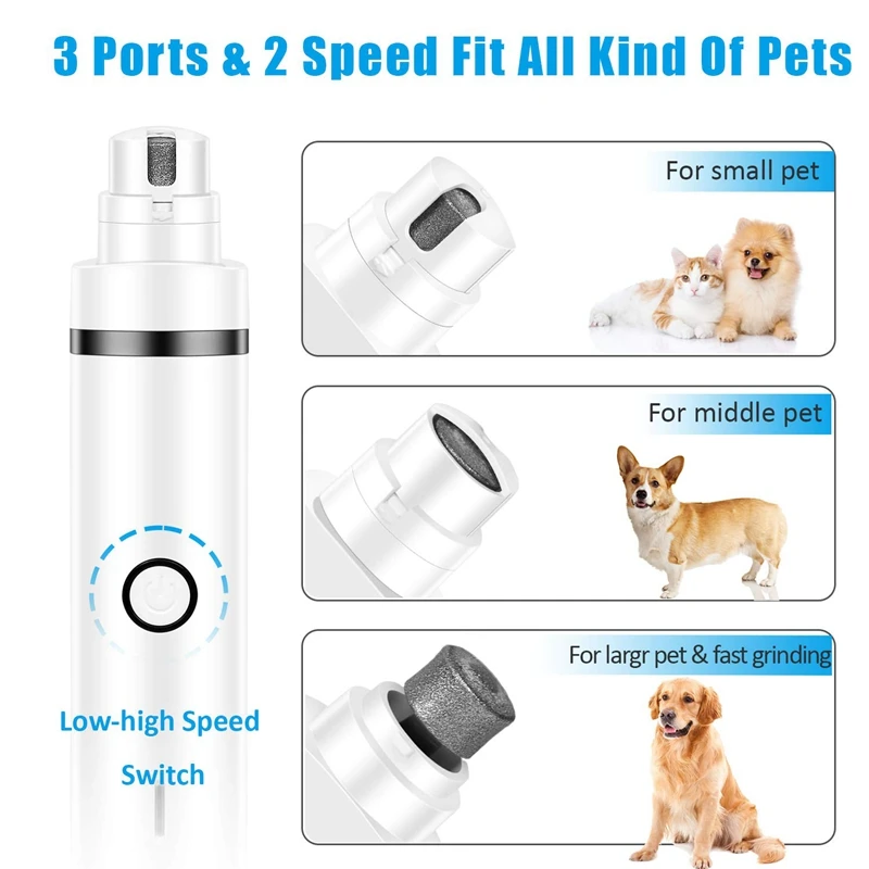 Машинка для стрижки собак 3 в 1 Набор, 2 скорости электрический триммер для ногтей для собак перезаряжаемая безболезненная машинка для стрижки домашних животных