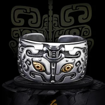 

Pure Silver 925 Sterling Silver Ring Ancient Animal Wide Nostalgia Retro Thai Silver Male Silver Adjustable Opening S925 Ring