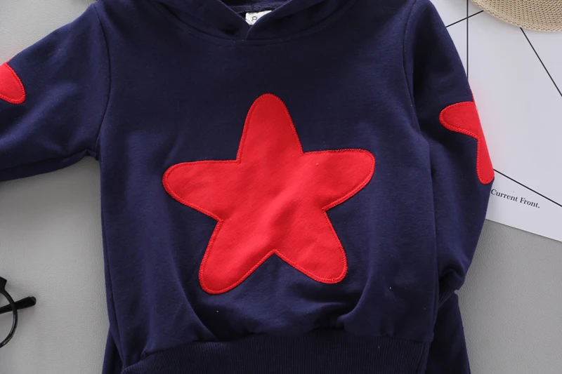 Conjuntos de Roupas Estrela de Algodão Esportes com Capuz Primavera Outono Crianças Bebê Camisola Camisa Calças Define Meninos Casual Terno 0-5 Anos 24 estrela de algodão esportes com capuz camisola