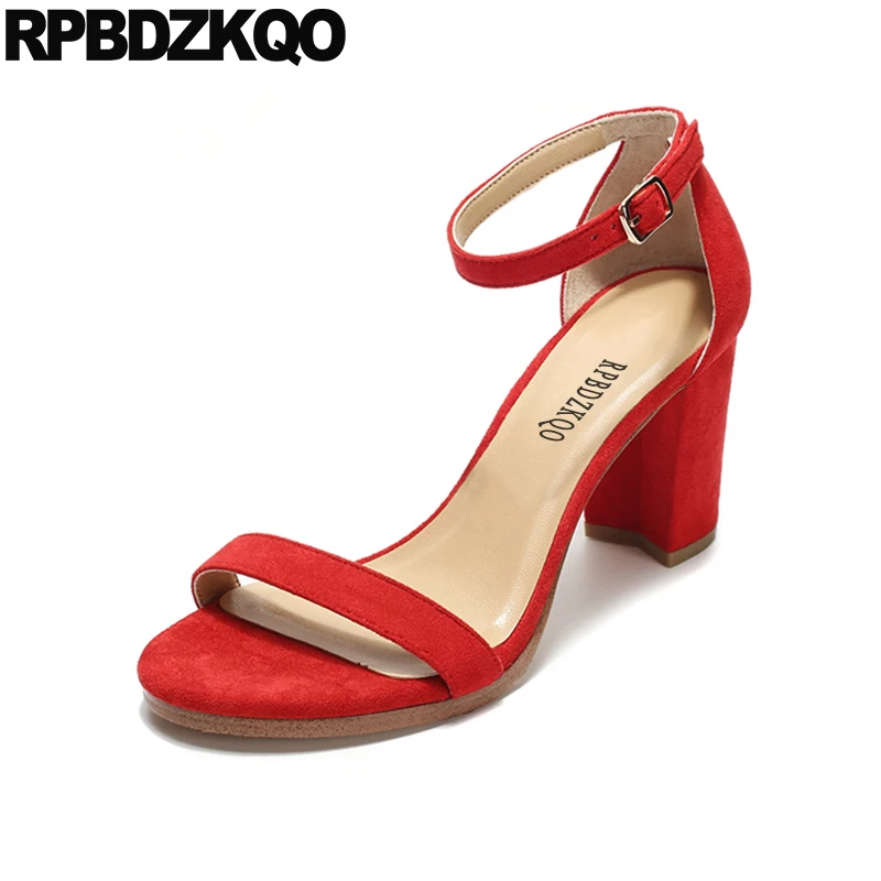 Red Pumps Trending Square Brown Women Suede 2021 Designer Block Sandals Open Toe Heels Summer