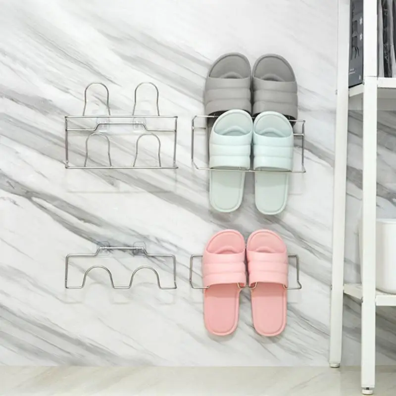 Self Adhesive Wall Mounted Shoe Rack Shelf High Heels Sports Shoe Organizer Slippers Bathroom Storage Racks Home Shoes Organizer