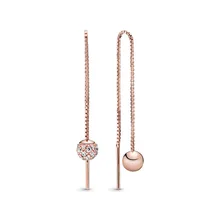 Настоящее 925 пробы, серебро, оригинальная Роза, полированная и проложенная бусина, свисающие, Европа, серьги-гвоздики для женщин, бусина, очаровательный подарок, сделай сам, ювелирное изделие