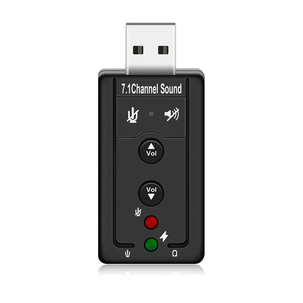 USB концентраторы USB 2,0 внешняя звуковая карта 7.1CH аудио мини адаптер кнопка управления 3,5 мм наушники интерфейс микрофона компьютерные компоненты - Цвет: Black