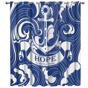 

Nautical Theme Hope Is The Anchor Of The Soul Room Curtains Large Window Living Room Curtains Kitchen Fabric Indoor Decor Kids