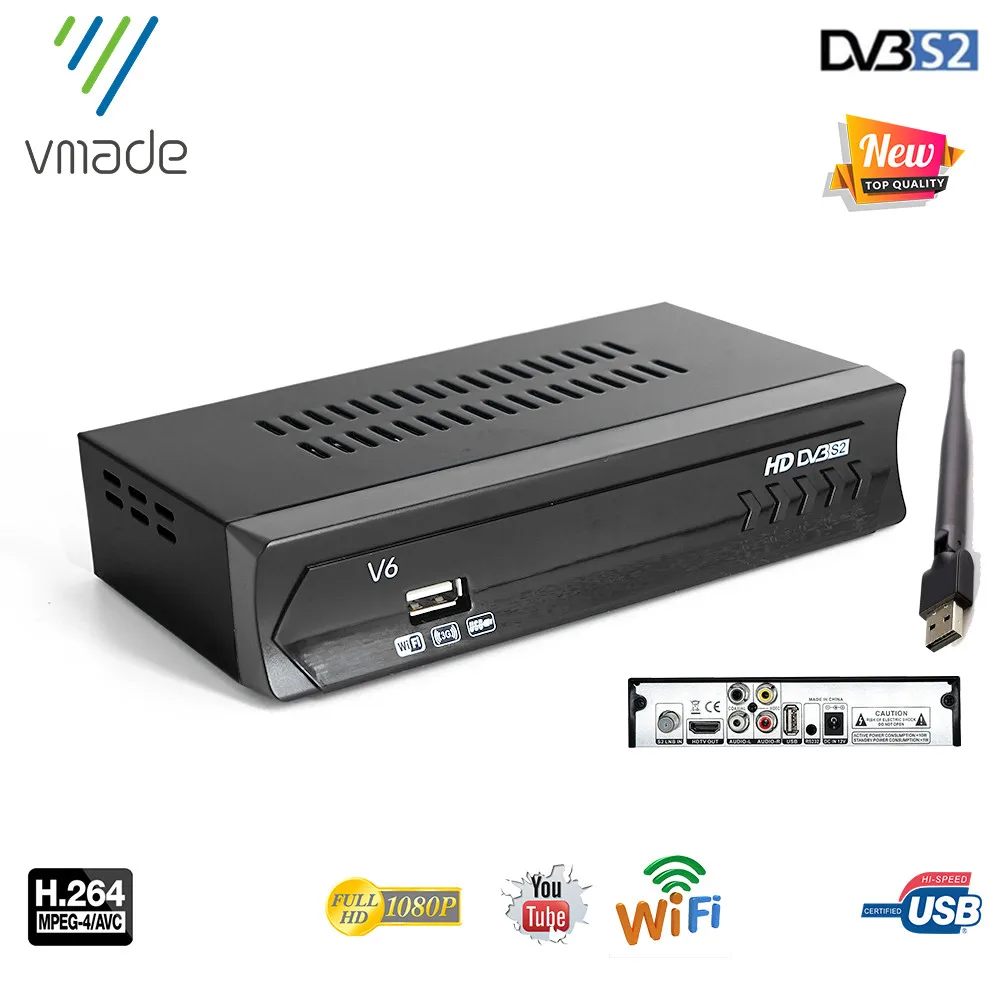 Vmade DVB S2 HD цифровой спутниковый ресивер с USB WIFI Европа поддержка Biss TV Box тв