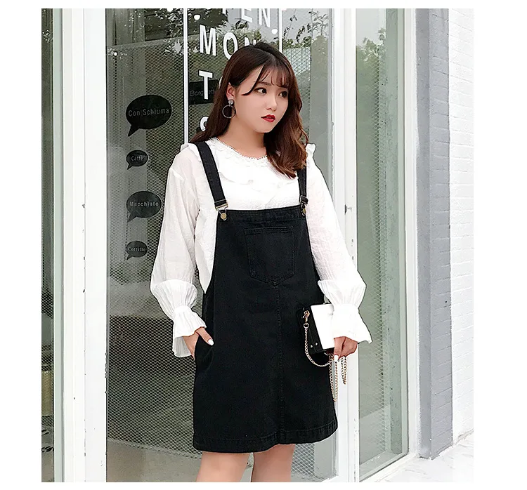 Large Size Dress Suspender Strap Regulation Skirt Summer Fat Mm New Style Loose-Fit 200 Younger Fashion Cowboy Suspender Strap S