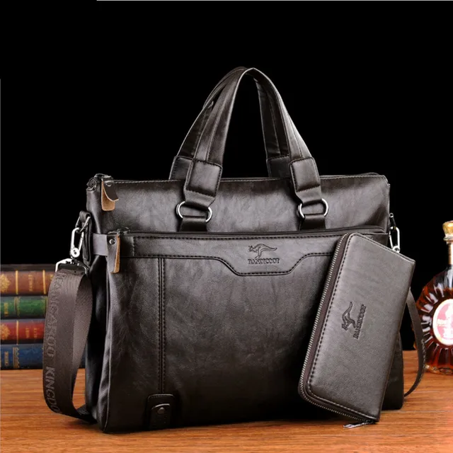 Brand Briefcase Men Bag High Quality Classic PU Leather Men's Business Handbag Retro Messenger Bags 15 in Computer Laptop bag 1