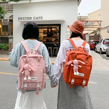 

Fresh pink Backpack women School Bags for teenage girls Casual College bagpack nylon solid high School back pack female big 2020