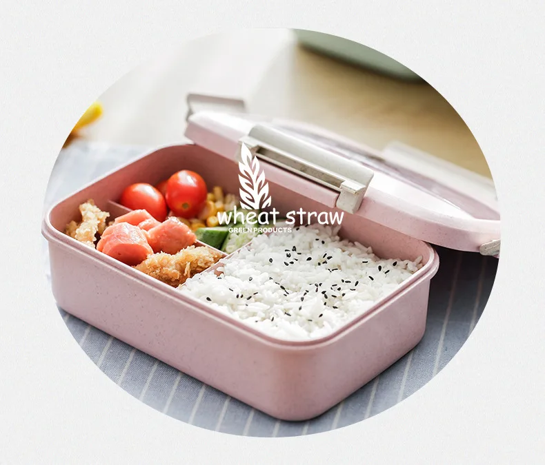 3 Color Grid Cute Plastic Lunch Box Microwave Oven Heating with Tableware Insulation Bags Picnic Outdoor Portable Lunch Box
