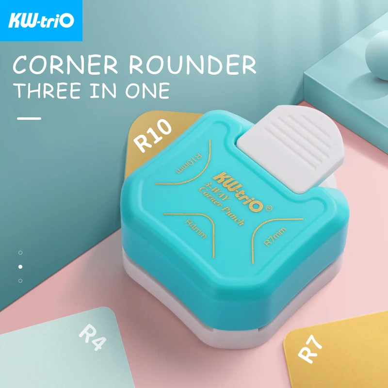 KW-triO 3-in-1 Corner Rounder Mini Corner Cutter Paper Puncher R4/R7/R10mm Circle Cutter Trimmer Punch Office Supplies