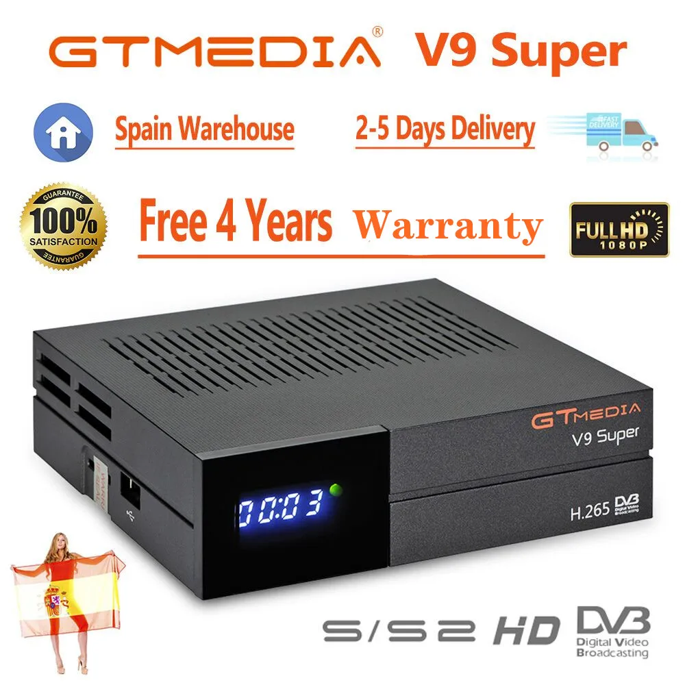 

GTmedia receptor de satélite V9 Super DVB-S2 H2.65 FREESAT V9SUPER receptor de TV Digital HD 1080P HD incorporado WIFI reproduct