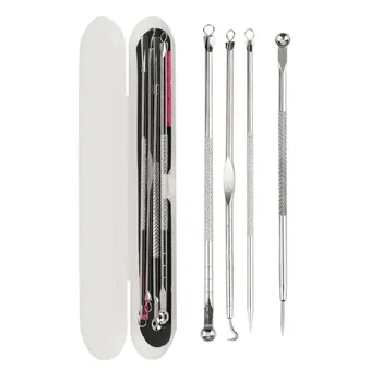 

4pcs/set Double-ended Acne Needle Blackhead Blemish Remover Pimple Comedone Facial Cleaning Skin Care Tool Stainless Steel