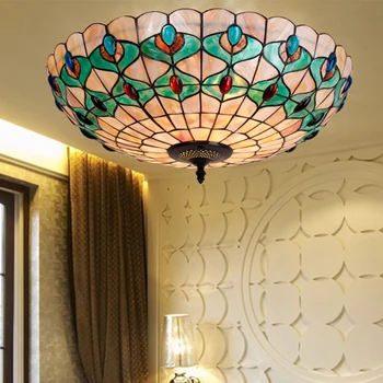 

Tiffany lighting European style shell ceiling lamp ceiling living room LED