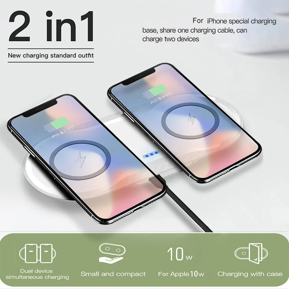 20 Вт двойной док-станция для IPhone станция Qi Беспроводное зарядное устройство для IPhone XS XR X 8 AirPods мобильный телефон зарядное устройство для samsung S10 S9 S8 Note