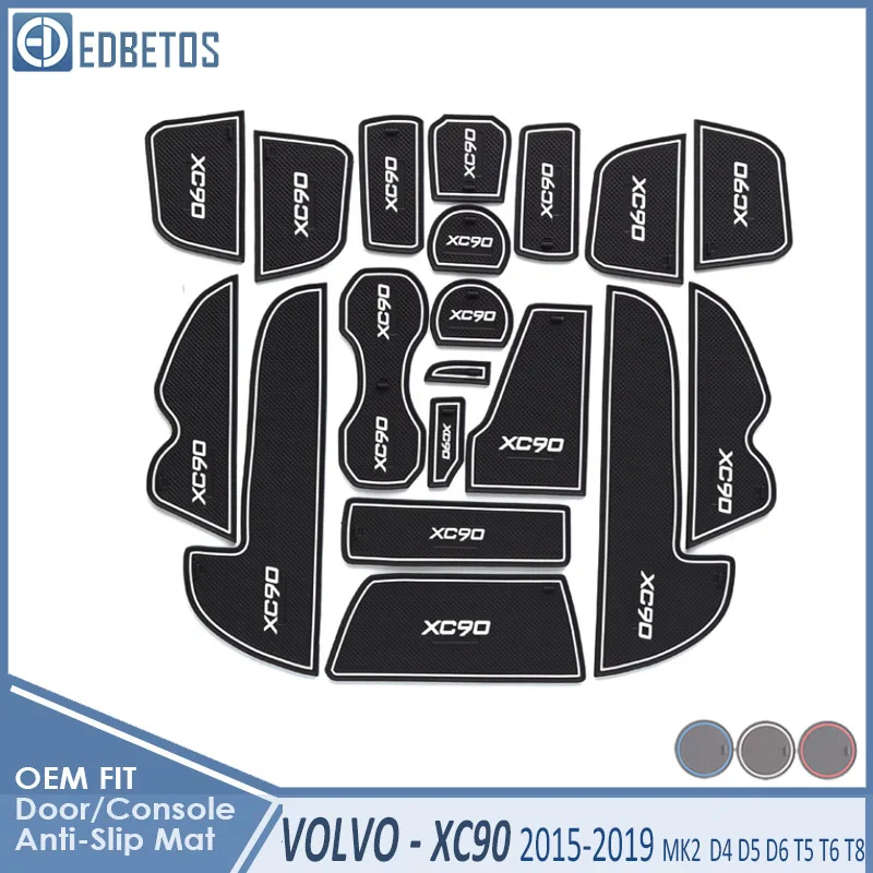 Противоскользящий коврик для Volvo XC90- MK2 2 D4 D5 D6 T5 T6 T8 XC90 аксессуары ворота слот подставка анти-Грязная дверь паз коврик автомобиля - Название цвета: XC90 2015-19 White